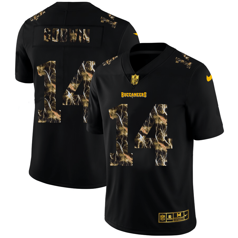 Tampa Bay Buccaneers #14 Chris Godwin Black Nike Flocked Lightning Vapor Limited NFL Jersey