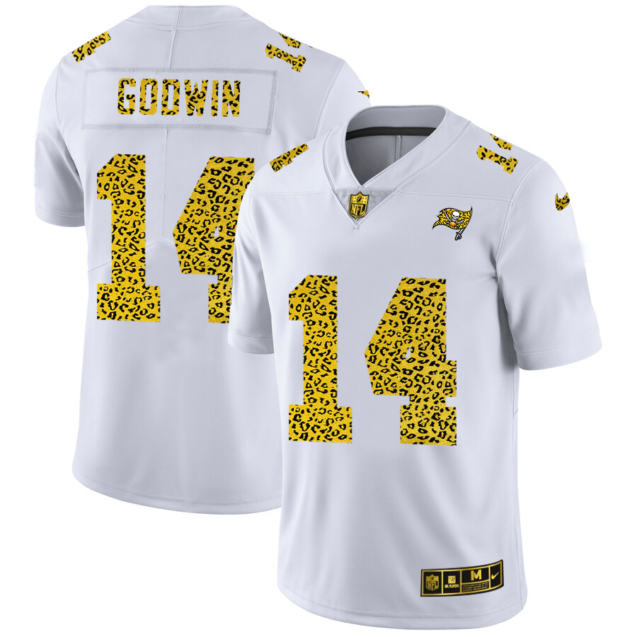 Tampa Bay Buccaneers #14 Chris Godwin Nike Flocked Leopard Print Vapor Limited NFL Jersey White