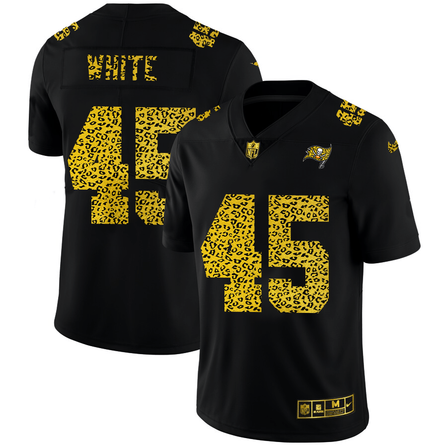 Tampa Bay Buccaneers #45 Devin White Nike Leopard Print Fashion Vapor Limited NFL Jersey Black