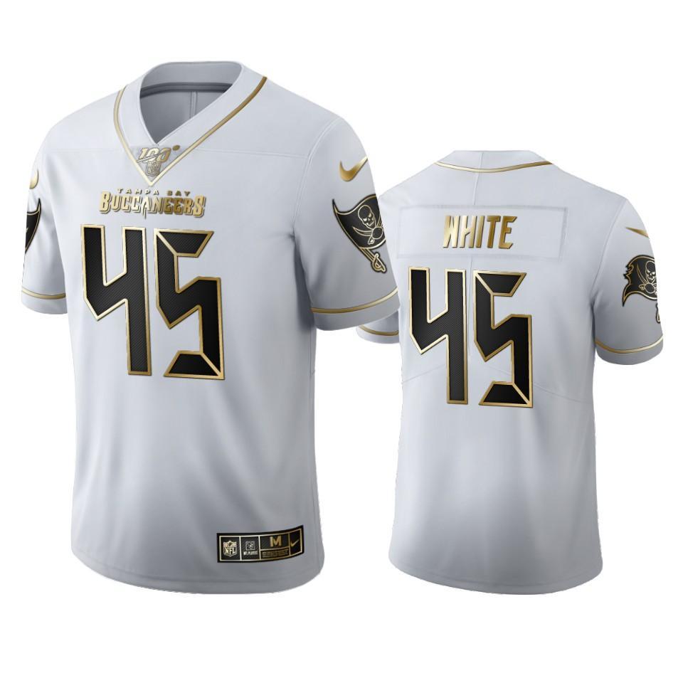 Tampa Bay Buccaneers #45 Devin White Nike White Golden Edition Vapor Limited NFL 100 Jersey