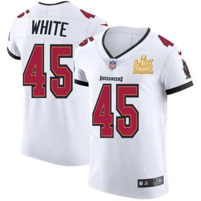 Tampa Bay Buccaneers #45 Devin White Super Bowl LV Champions Patch Nike White Vapor Elite Jersey