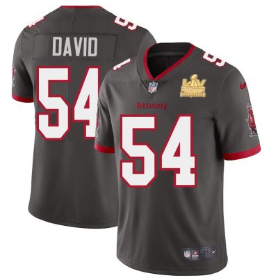 Tampa Bay Buccaneers #54 Lavonte David Super Bowl LV Champions Patch Nike Pewter Alternate Vapor Limited Jersey