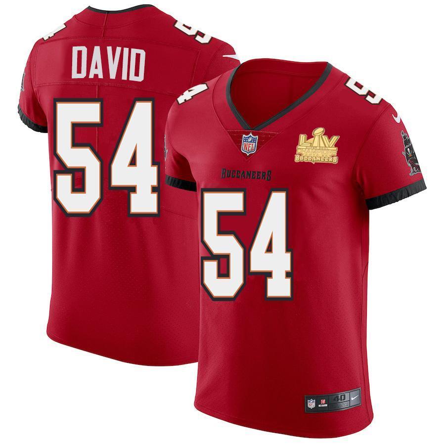 Tampa Bay Buccaneers #54 Lavonte David Super Bowl LV Champions Patch Nike Red Vapor Elite Jersey