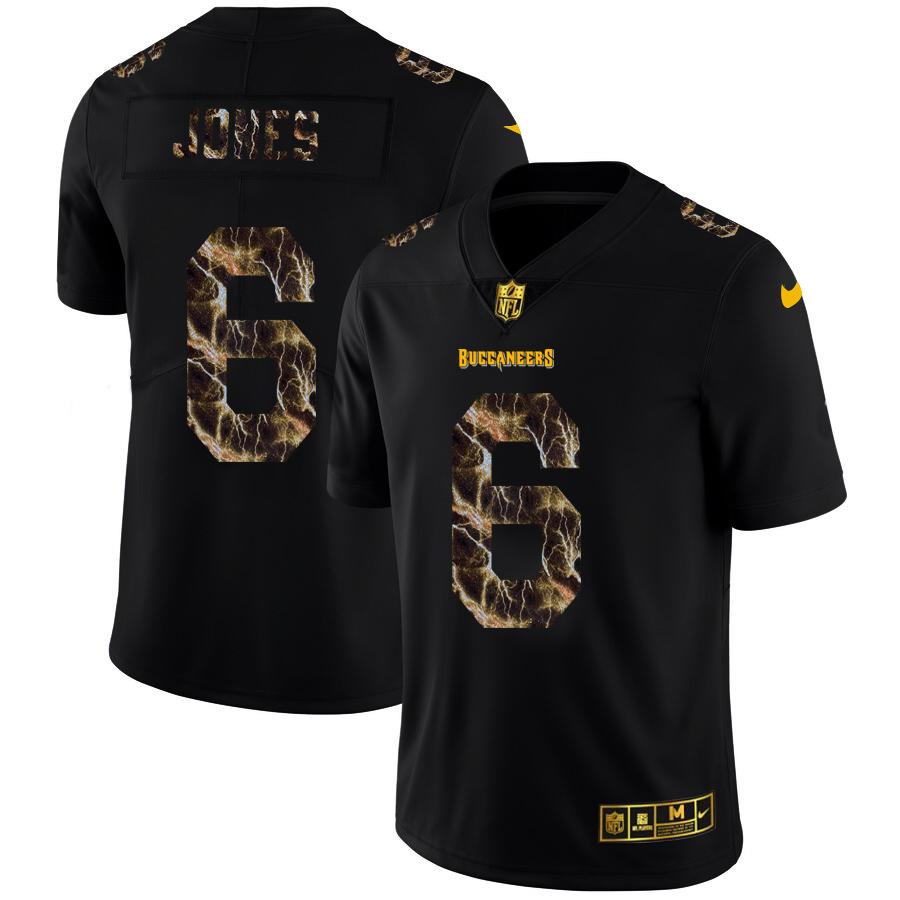 Tampa Bay Buccaneers #6 Julio Jones Black Nike Flocked Lightning Vapor Limited NFL Jersey