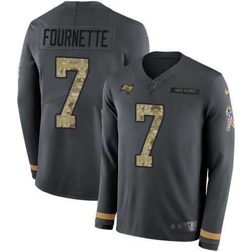 Tampa Bay Buccaneers #7 Leonard Fournette Anthracite Salute To Service Stitched NFL Limited Therma Long Sleeve Jersey