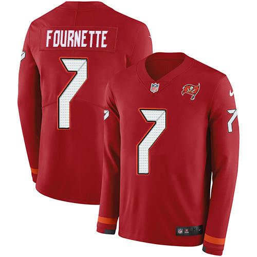 Tampa Bay Buccaneers #7 Leonard Fournette Red Team Color Stitched NFL Limited Therma Long Sleeve Jersey