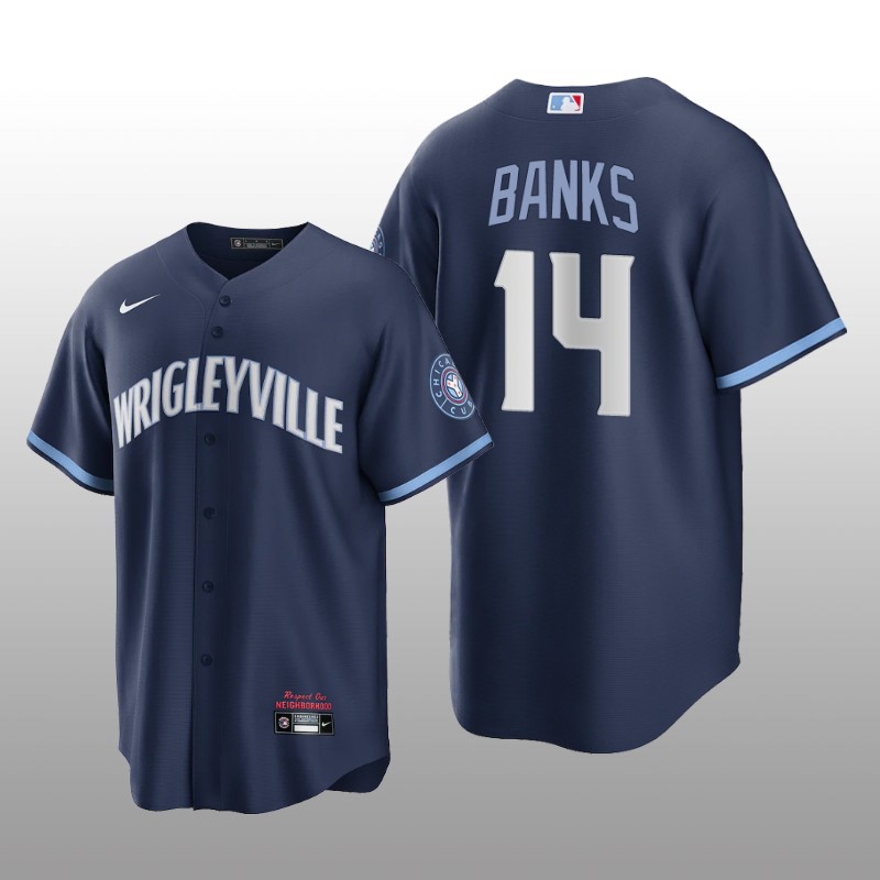 City Connect Chicago Cubs Ernie Banks Replica Navy Jersey