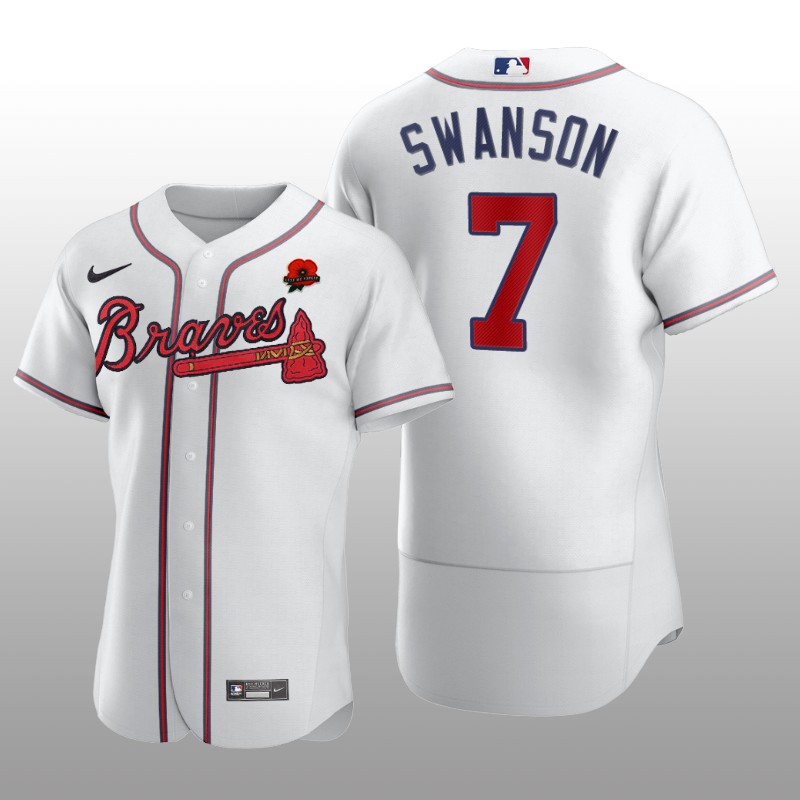 Memorial Day Dansby Swanson Authentic White Jersey Atlanta Braves