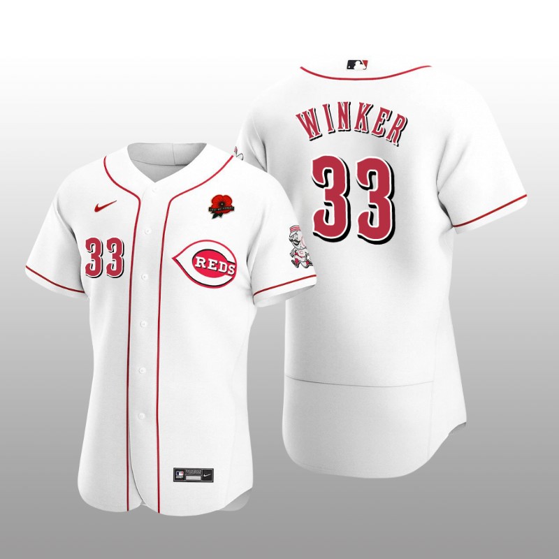 Memorial Day Jesse Winker Authentic White Jersey Cincinnati Reds