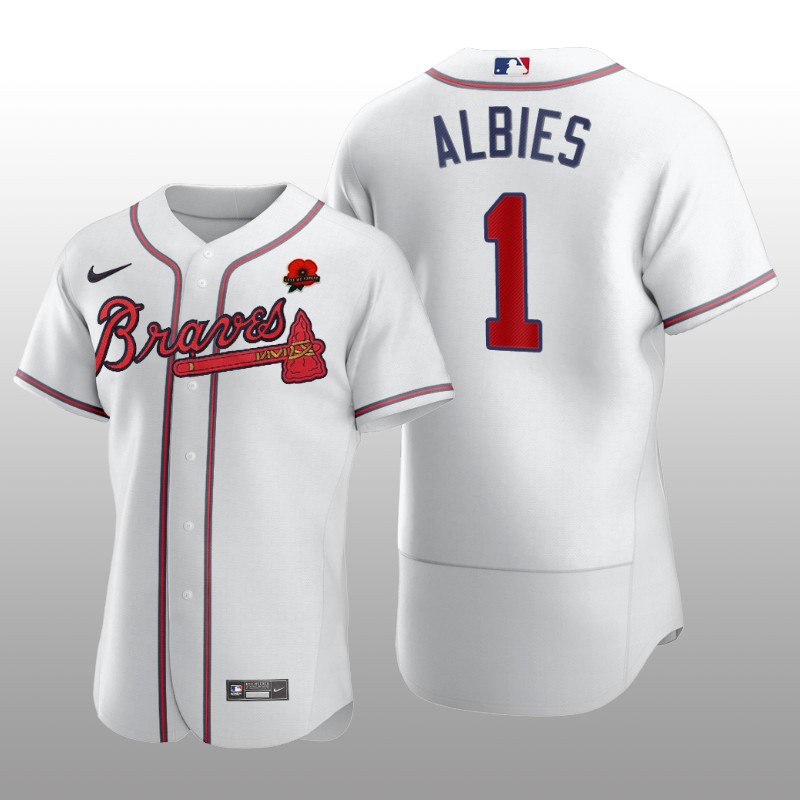 Memorial Day Ozzie Albies Authentic White Jersey Atlanta Braves