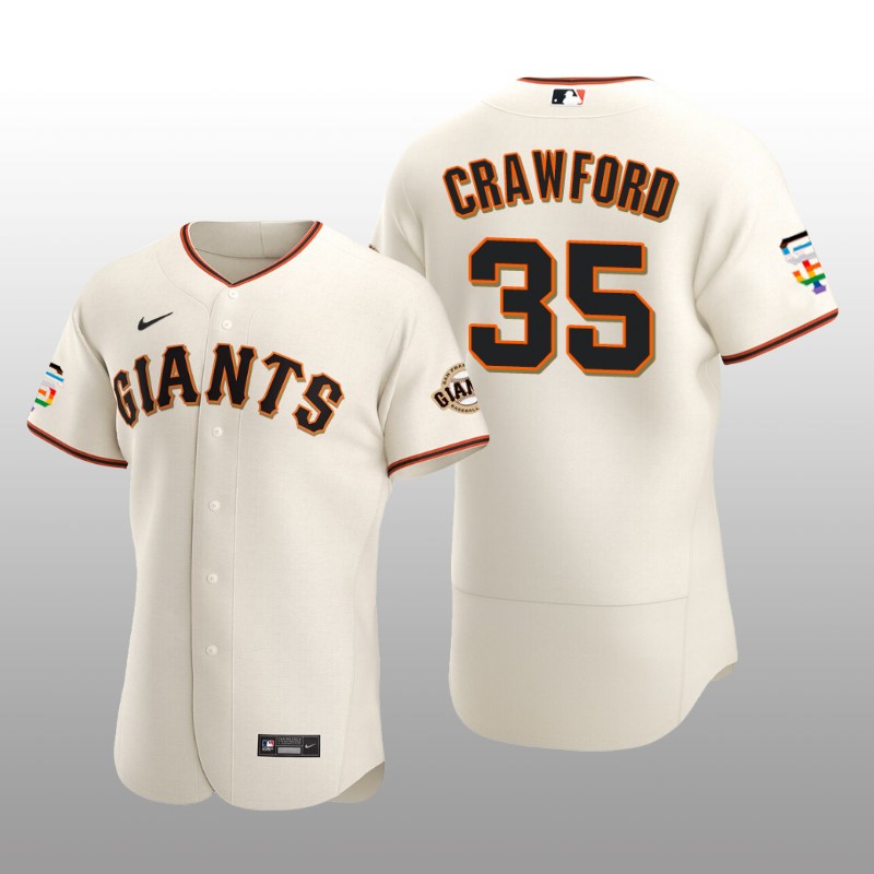 Pride Month San Francisco Giants Brandon Crawford Authentic Home Cream Jersey