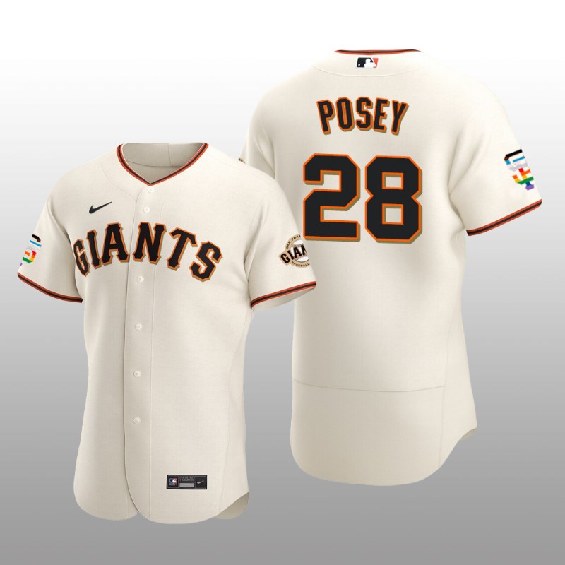 Pride Month San Francisco Giants Buster Posey Authentic Home Cream Jersey