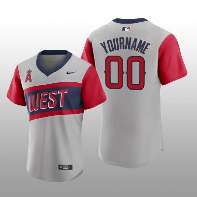 Angels Custom Little League Classic Gray Road Authentic Jersey