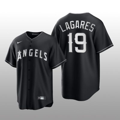 Angels Juan Lagares All Black Fashion Serise Replica Jersey Black White