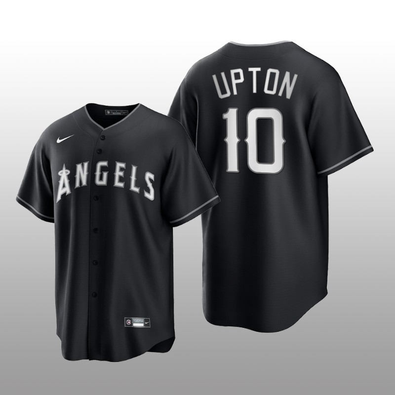 Angels Justin Upton All Black Fashion Serise Replica Jersey Black White