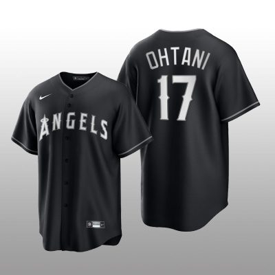 Angels Shohei Ohtani All Black Fashion Serise Replica Jersey Black White