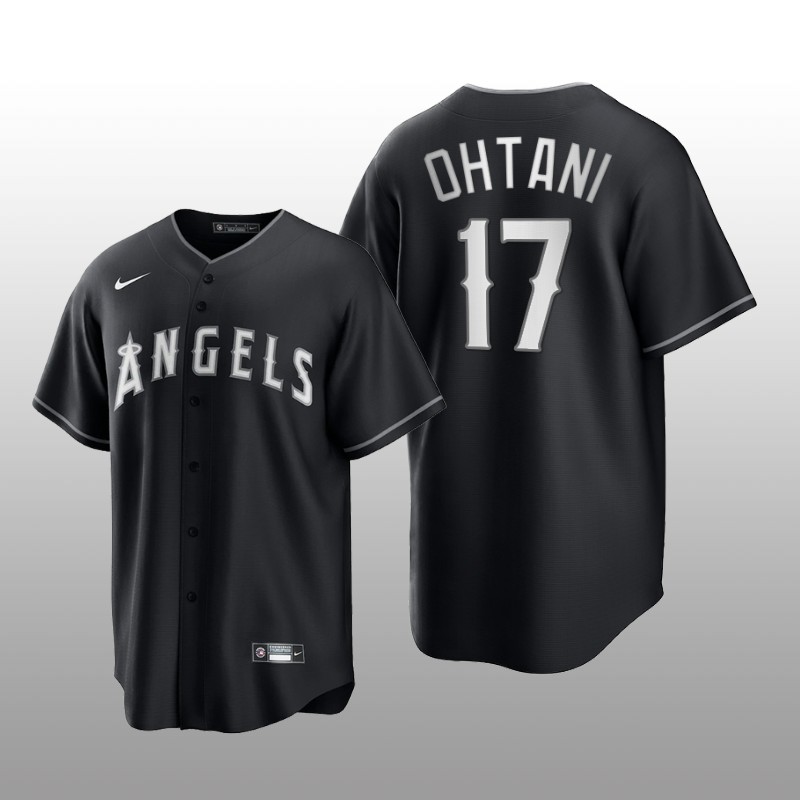 Angels Shohei Ohtani All Black Fashion Serise Replica Jersey Black White