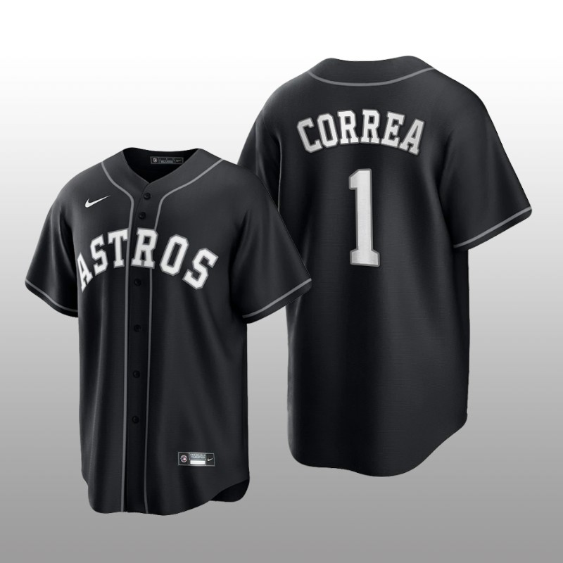 Astros Carlos Correa All Black Fashion Serise Replica Jersey Black White