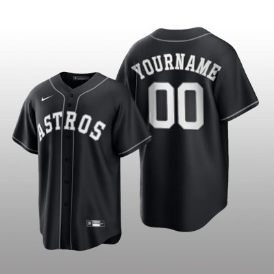 Astros Custom All Black Fashion Serise Replica Jersey Black White