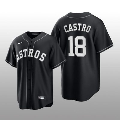 Astros Jason Castro All Black Fashion Serise Replica Jersey Black White