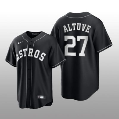 Astros Jose Altuve All Black Fashion Serise Replica Jersey Black White