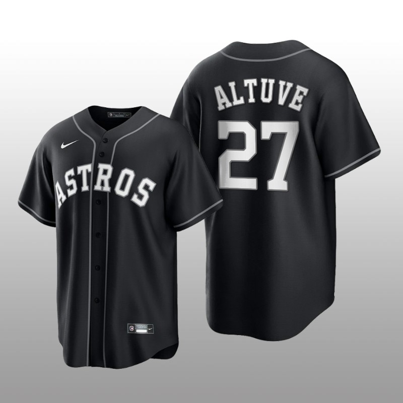 Astros Jose Altuve All Black Fashion Serise Replica Jersey Black White