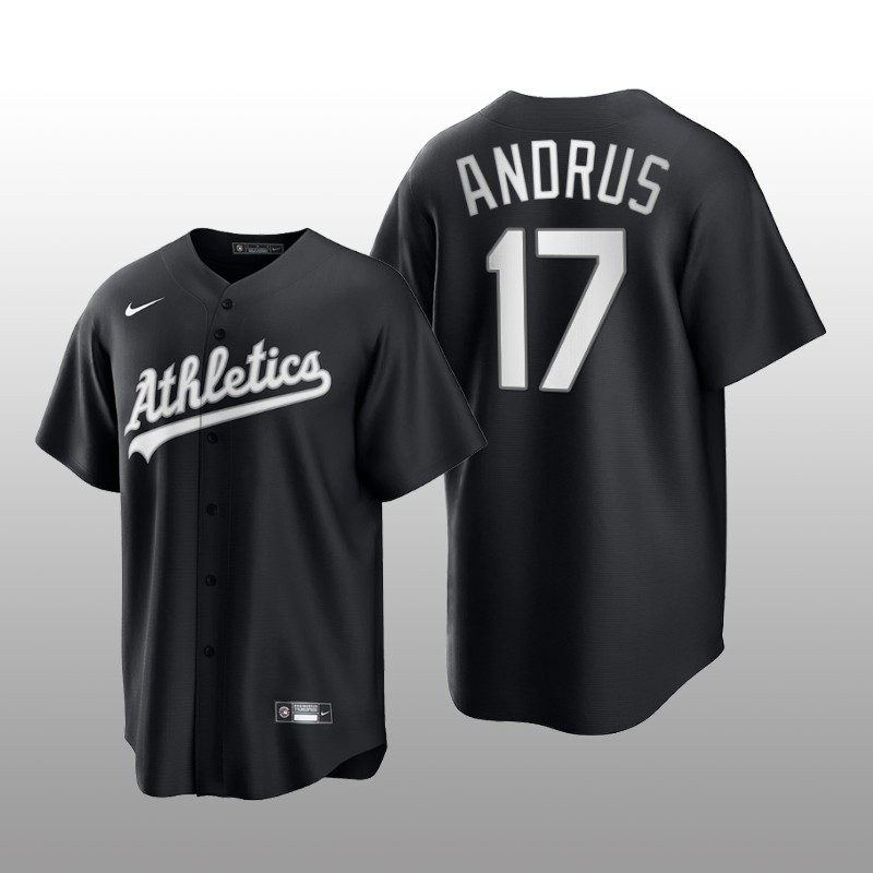 Athletics Elvis Andrus All Black Fashion Serise Replica Jersey Black White