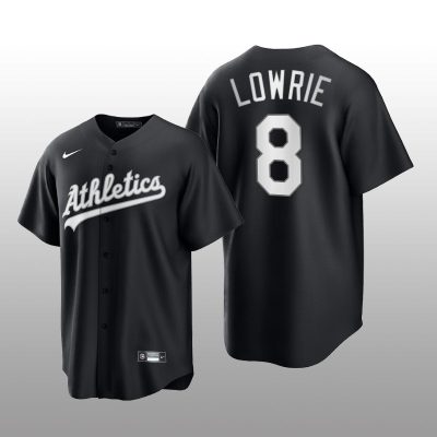 Athletics Jed Lowrie All Black Fashion Serise Replica Jersey Black White
