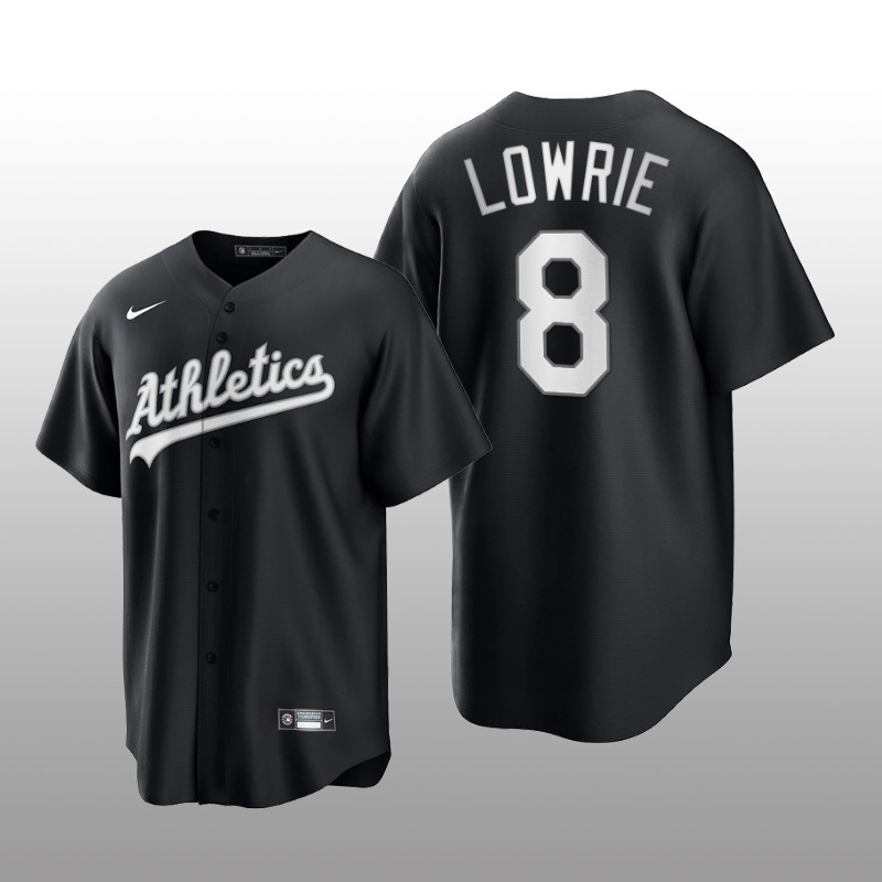Athletics Jed Lowrie All Black Fashion Serise Replica Jersey Black White