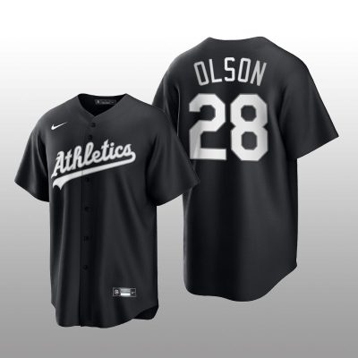 Athletics Matt Olson All Black Fashion Serise Replica Jersey Black White