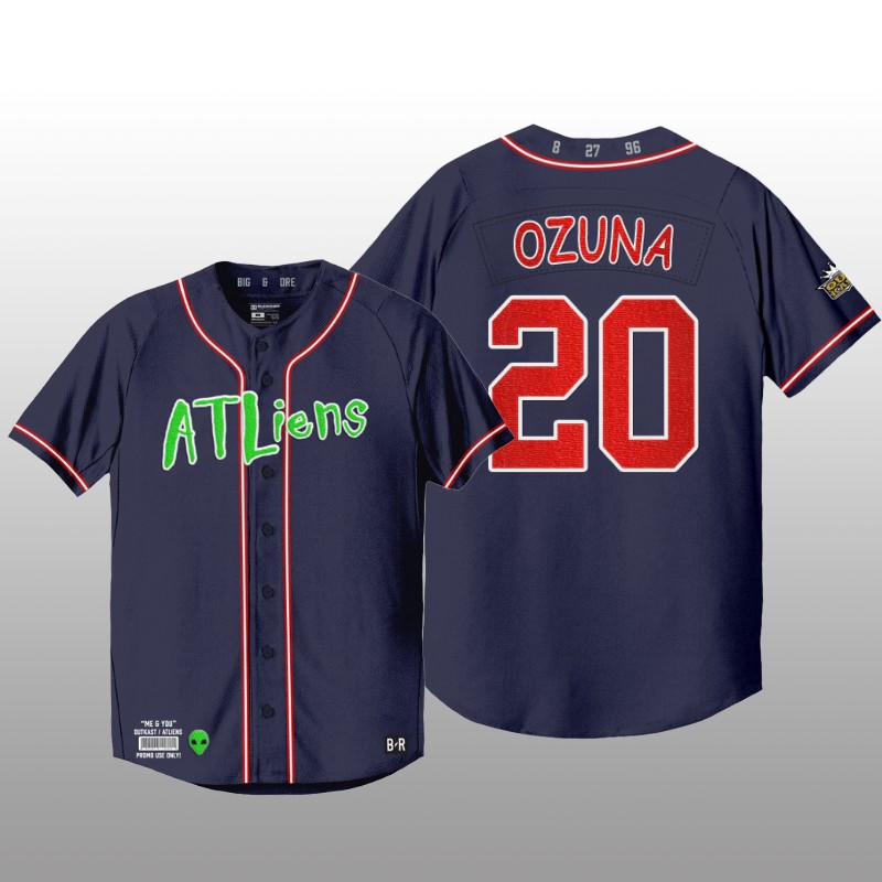 Atlanta Braves 25th Anniversary Marcell Ozuna Navy Baseball Jersey