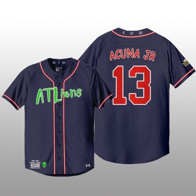 Atlanta Braves 25th Anniversary Ronald Acuna Jr. Navy Baseball Jersey