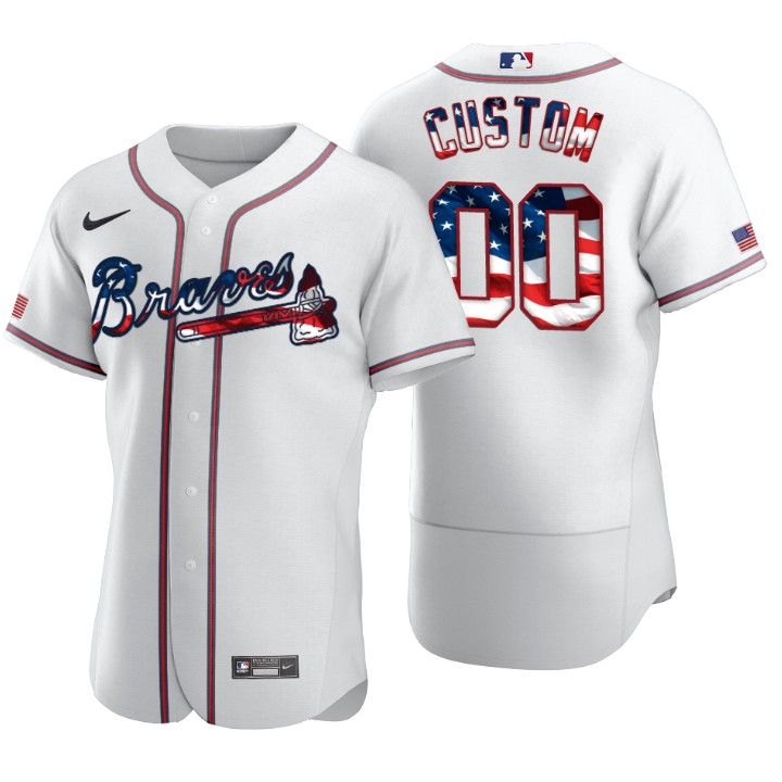 Atlanta Braves Custom White 2020 Stars & Stripes 4th of July Jersey