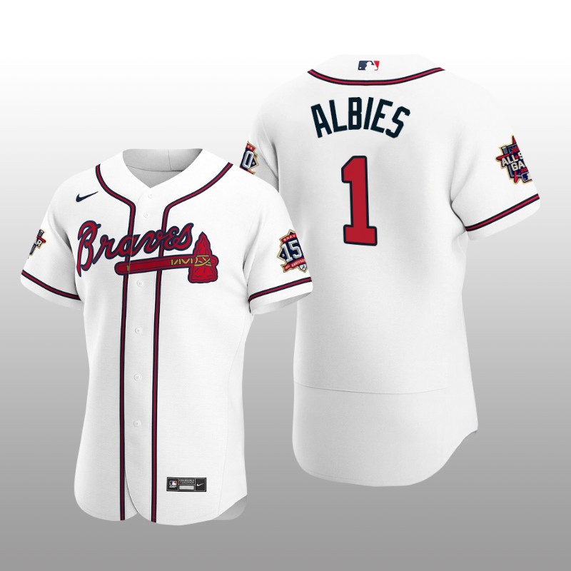 Atlanta Braves Ozzie Albies White MLB All-Star Game Patch Official Authentic Custom Jersey