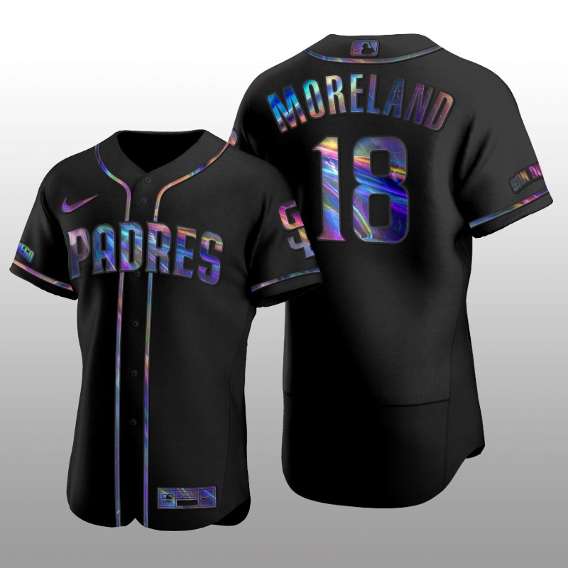 Authentic Mitch Moreland San Diego Padres Holographic Black Golden Edition Jersey