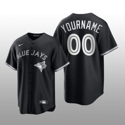 Blue Jays Custom All Black Fashion Serise Replica Black White Jersey
