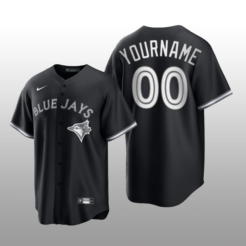 Blue Jays Custom All Black Fashion Serise Replica Black White Jersey