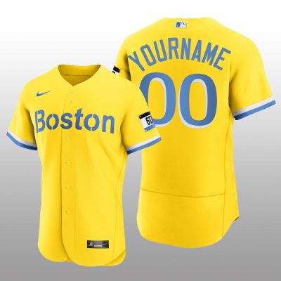 Boston Red Sox Custom City Connect Authentic Gold Jersey