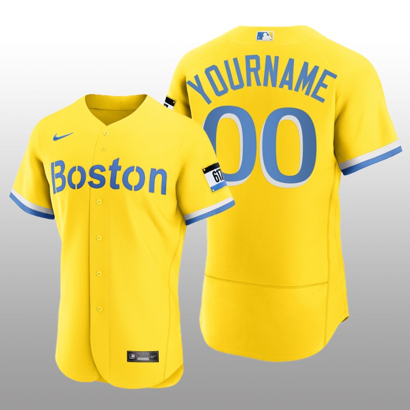 Boston Red Sox Custom City Connect Authentic Gold Jersey
