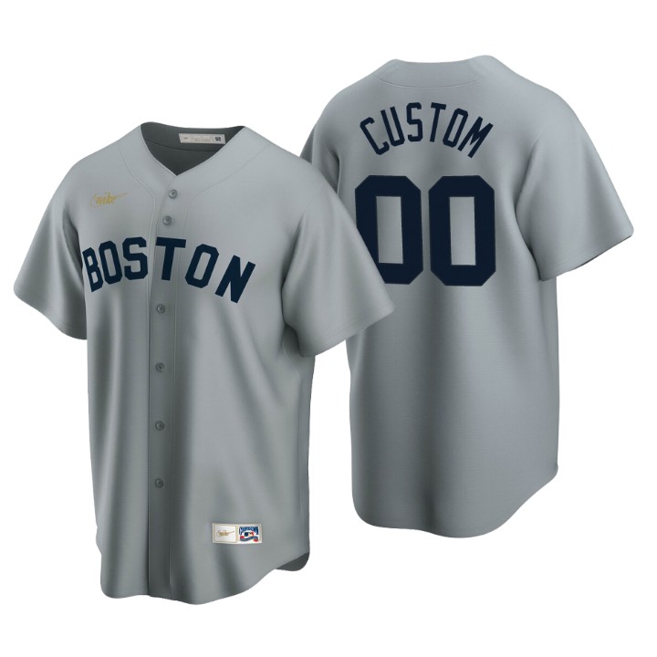 Boston Red Sox Custom Gray Cooperstown Collection Road Jersey