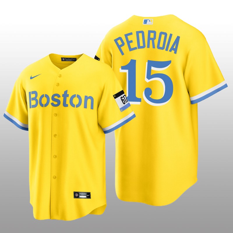 Boston Red Sox Dustin Pedroia City Connect Replica Nike Gold Jersey