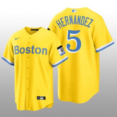 Boston Red Sox Enrique Hernandez City Connect Replica Nike Gold Jersey