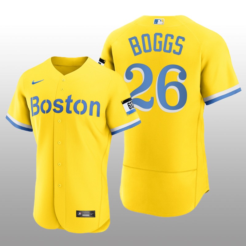 Boston Red Sox Wade Boggs City Connect Authentic Gold Jersey