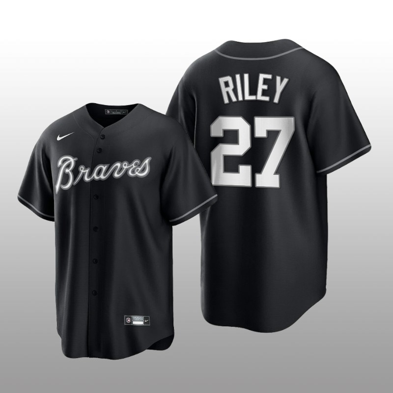 Braves Austin Riley All Black Fashion Serise Replica Black White Jersey