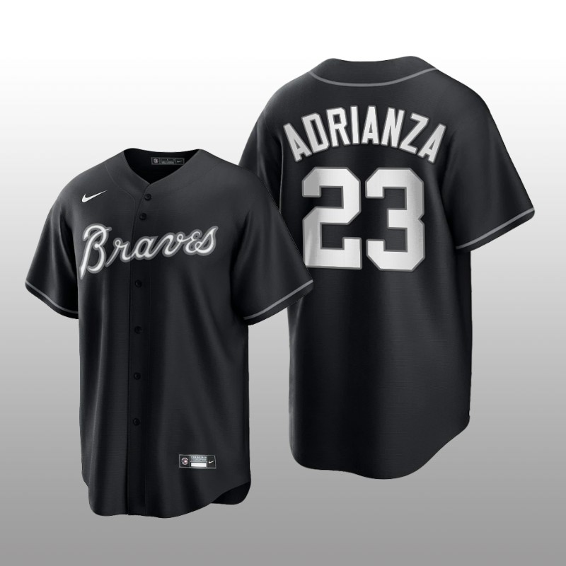 Braves Ehire Adrianza All Black Fashion Serise Replica Black White Jersey