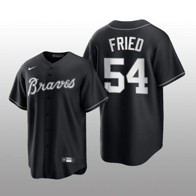 Braves Max Fried All Black Fashion Serise Replica Black White Jersey