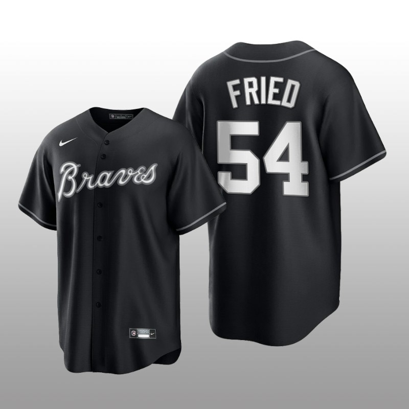 Braves Max Fried All Black Fashion Serise Replica Black White Jersey