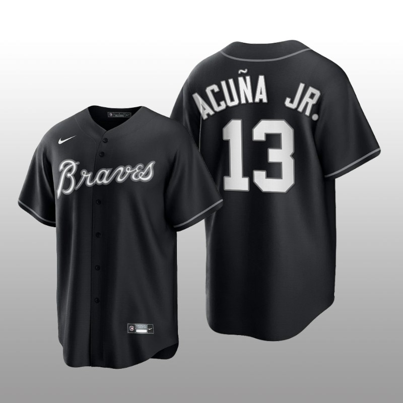 Braves Ronald Acuna Jr. All Black Fashion Serise Replica Black White Jersey