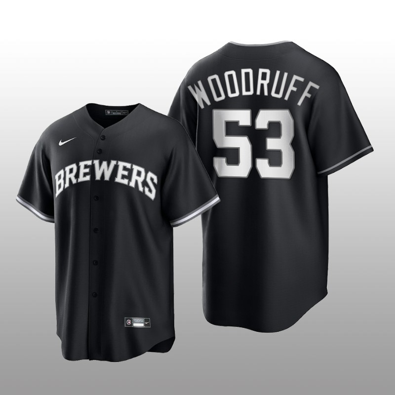 Brewers Brandon Woodruff All Black Fashion Serise Replica Black White Jersey