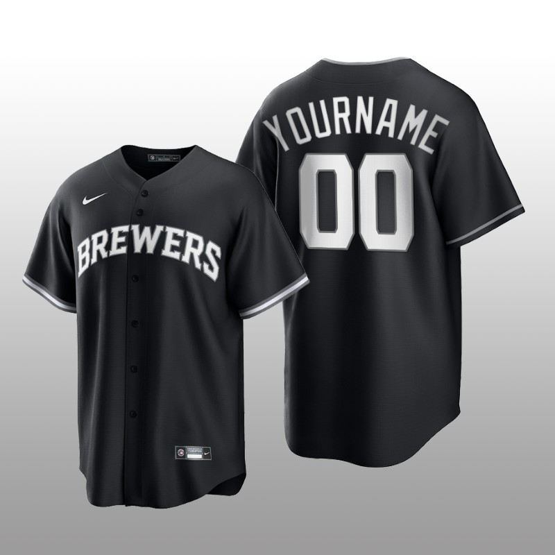 Brewers Custom All Black Fashion Serise Replica Black White Jersey